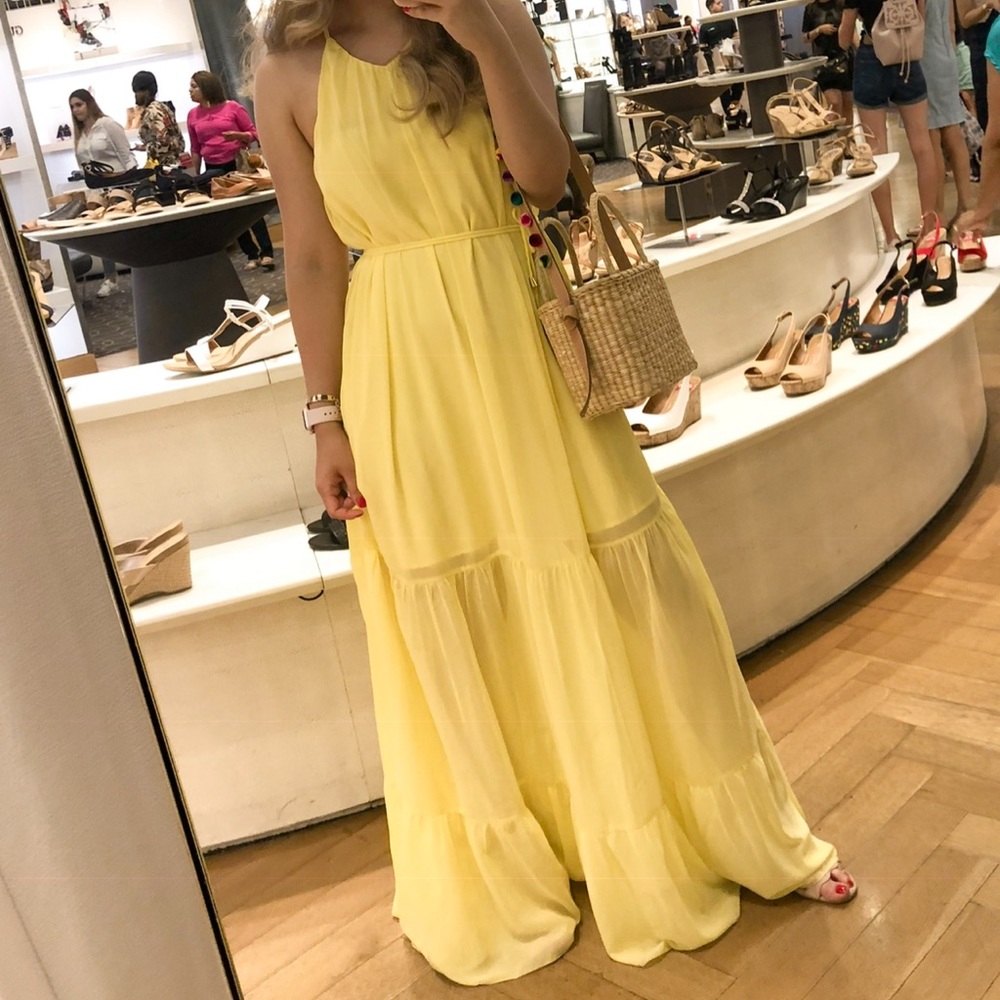 H&M Midi chiffon maxi dress yellow